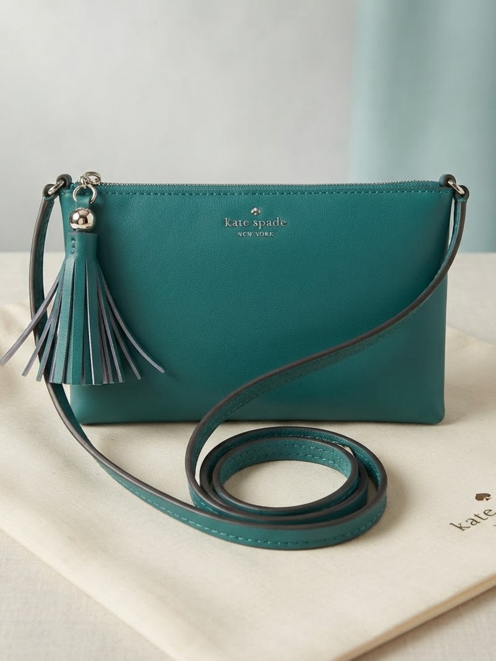 Kate Spade New York Amy Crossbody: Vibrant Green & Tassel Detail NWT